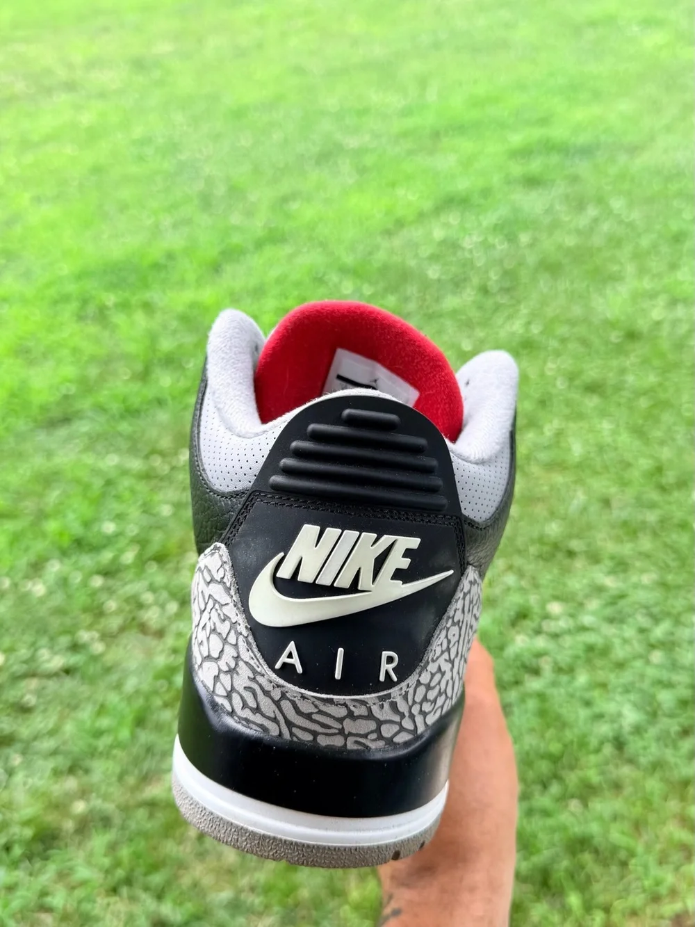 Jordan 3 Retro Black/Grey/Red Elephant Print Sneaker